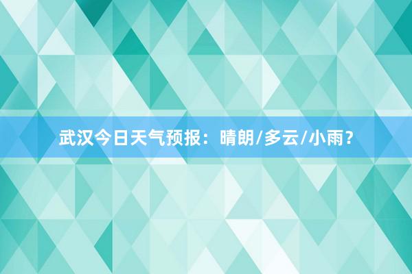 武汉今日天气预报：晴朗/多云/小雨？